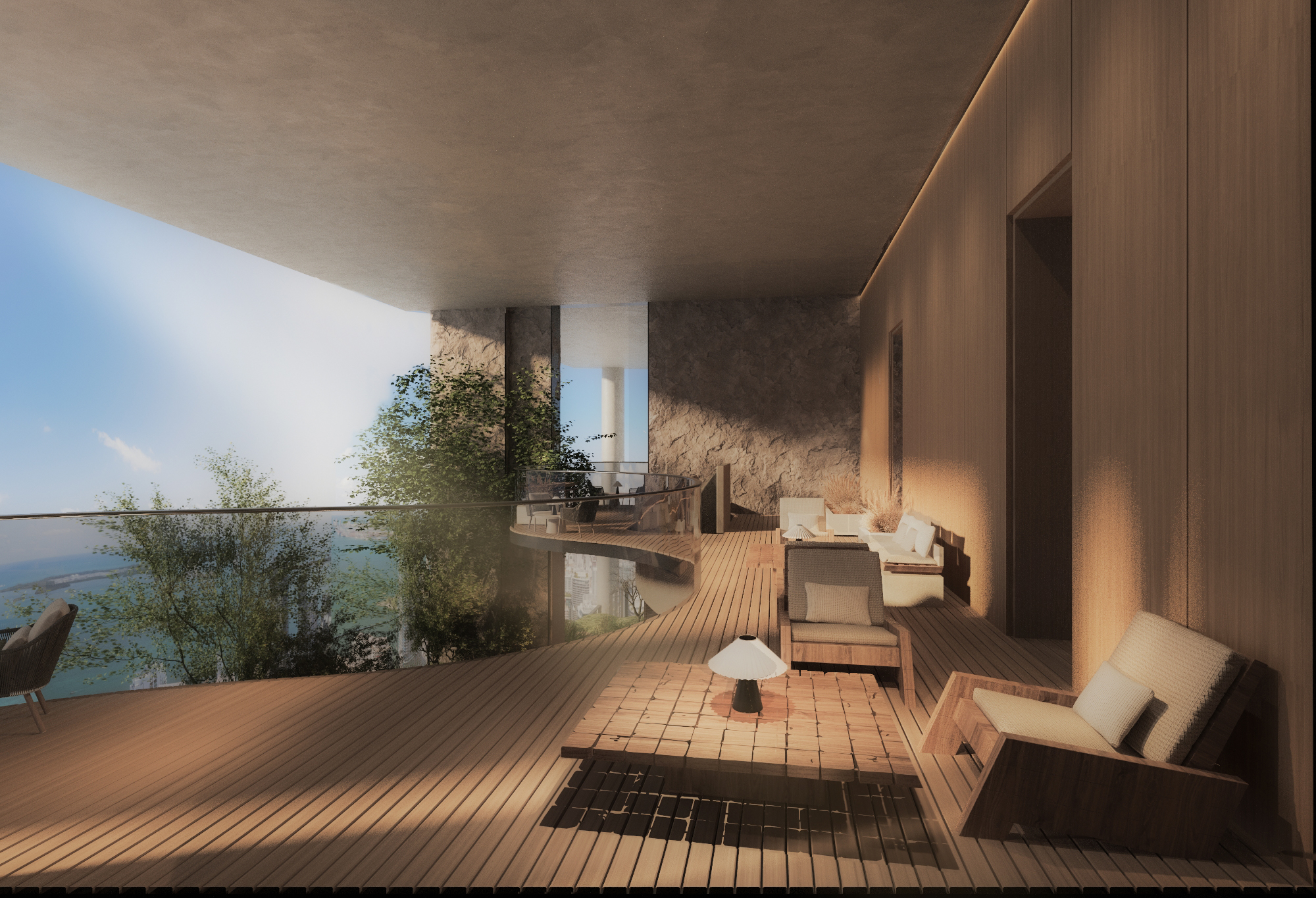 Bosco mezzanine and planted seating spaces, developer rendering