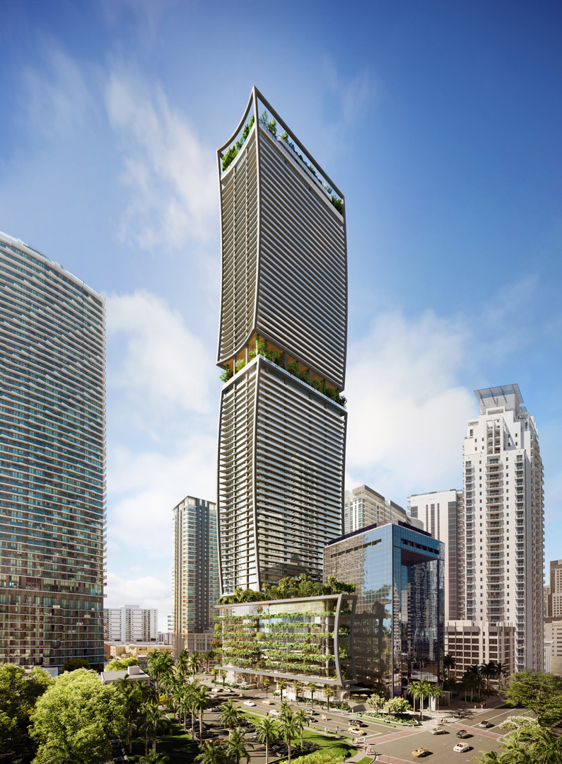 Ora tower and its planted central Bosco level, developer rendering